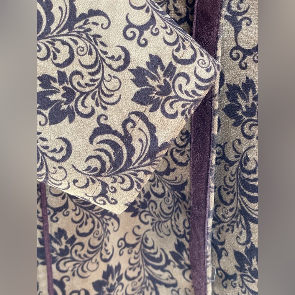 Jacquard Brocade Coat Brown Floral XL - Picture 6 of 14